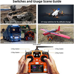 Radiolink AT10II 12 Channels RC Transmitter and Receiver R12DS 2.4GHz Radio Remote, Voltage Telemetry for RC Airplane, FPV Racing Drone, Quad, Helicopter, Car and Boat (Mode 2 Left-Hand Throttle)