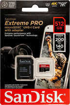 SanDisk 512GB MicroSDXC Card Extreme Pro Compatible with DJI Avata 2, Mini 4K Drones (SDSQXCD-512G-GN6MA) with Read Speed up to 200 MB/s Bundle with 1 Everything But Stromboli MicroSD Card Reader