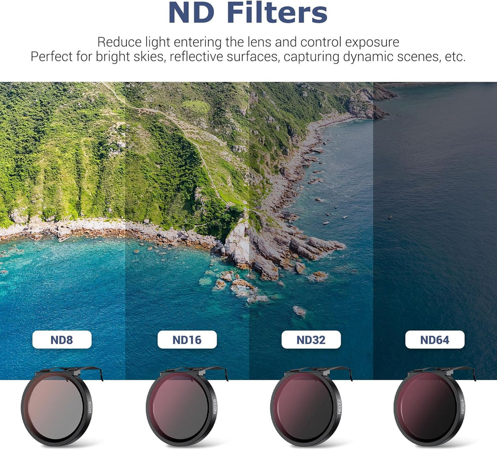 JJC ND Filter Kit for DJI NEO Drone, Multi-Coated 5-Pack (ND8 ND16 ND32 ND64 CPL) Filter with Ultra Lightweight Aluminum Frame