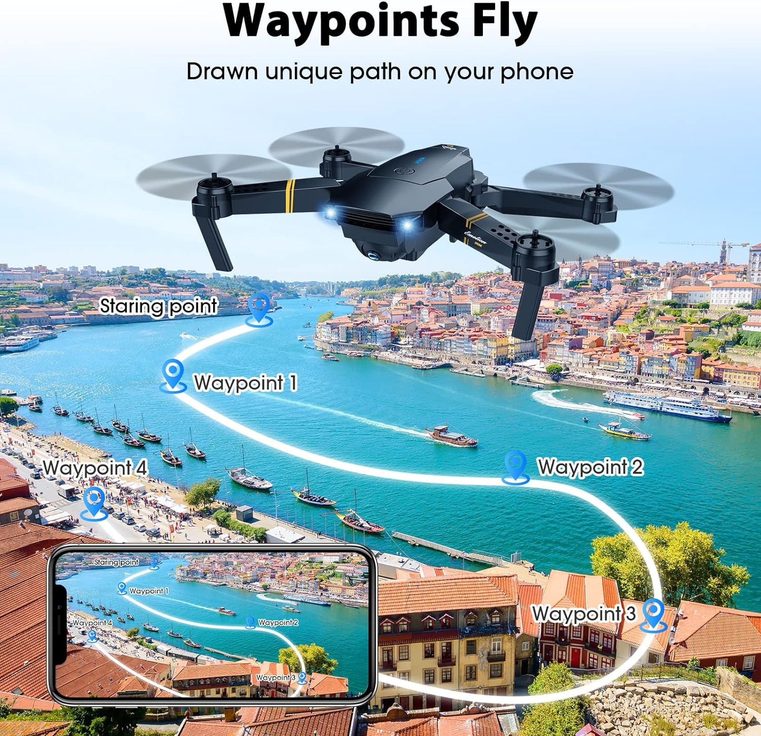 MOCVOO Drones with Camera for Adults Kids, Foldable RC Quadcopter, Helicopter Toys, 1080P FPV Video Drone for Beginners, 2 Batteries, Carrying Case, One Key Start, Altitude Hold,Headless Mode,3D Flips