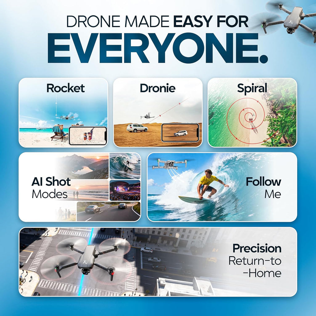 DCX Volo X EZ AI Drones ¨C Drones with Camera for Adults 4k AI-Assisted Flight Control ¨C FAA Approved Drone 4k Camera, 360¡ã Obstacle Avoidance, U.S. Support ¨C Beginner Drone for Adults