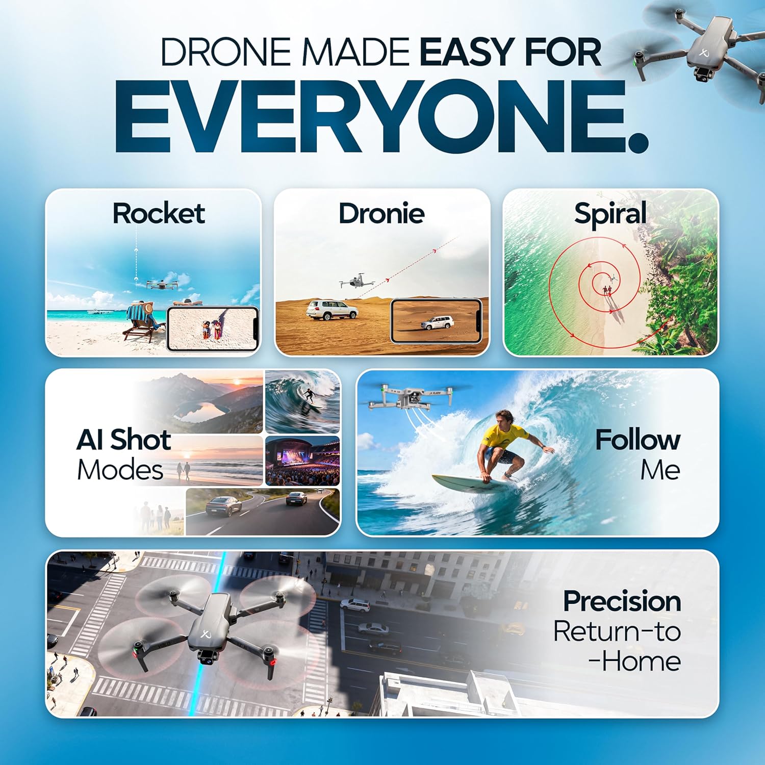 DCX Volo X EZ AI Drones ¨C Drones with Camera for Adults 4k AI-Assisted Flight Control ¨C FAA Approved Drone 4k Camera, 360¡ã Obstacle Avoidance, U.S. Support ¨C Beginner Drone for Adults
