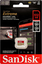SanDisk 512GB Memory Card Micro SDXC Extreme Works with DJI Drone Series Mini 4 Pro (SDSQXAV-512G-GN6MN) V30 A2 4K UHD UHS-I Bundle with (1) Everything But Stromboli MicroSD Card Reader