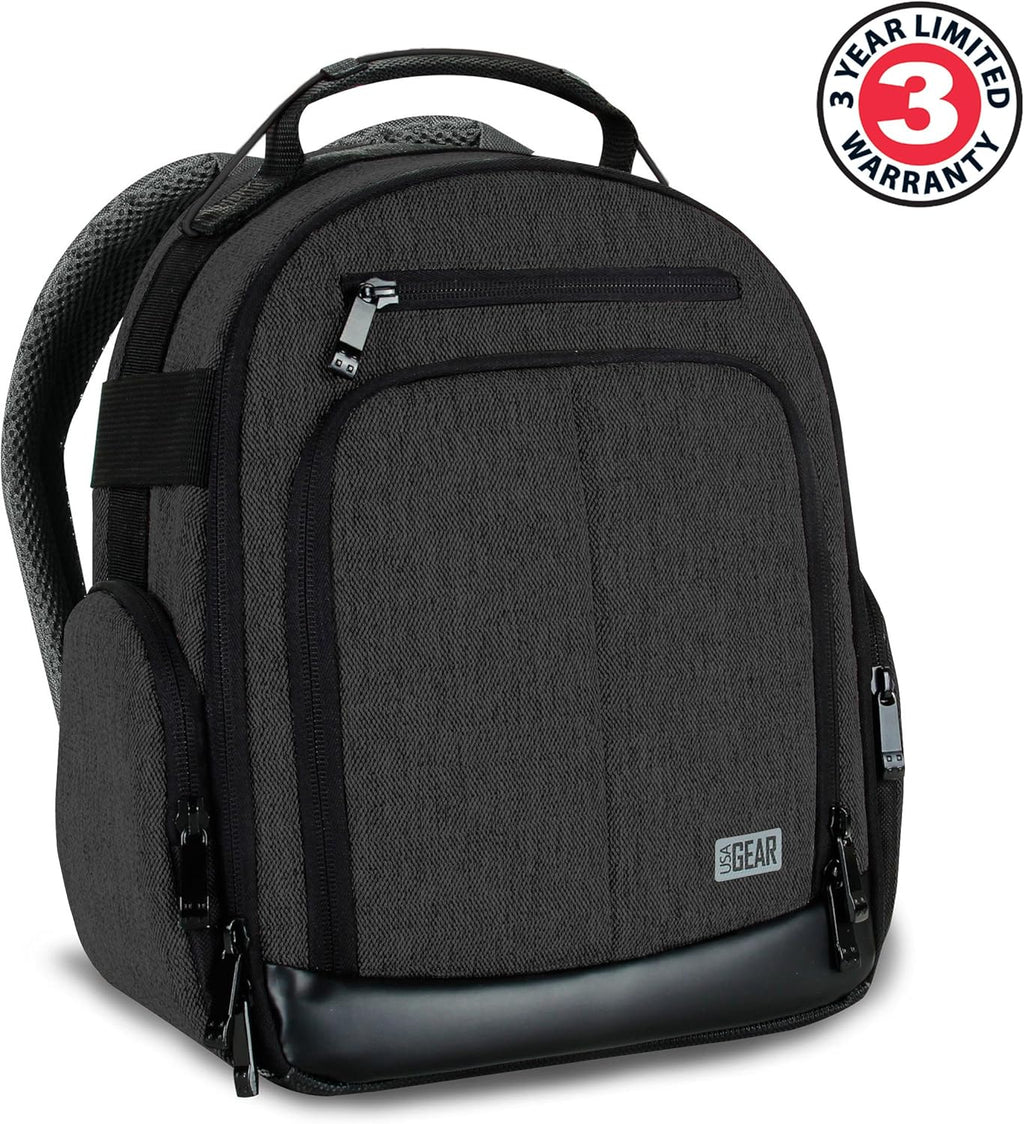 USA Gear Compact Drone Backpack - RC Quadcopter Drone Case Fits DJI Mini 4K, DJI Mini 3, AVIALOGIC, Controller & more Compact Quadcopters - Customizable Interior, Weather Resistant Exterior (Black)