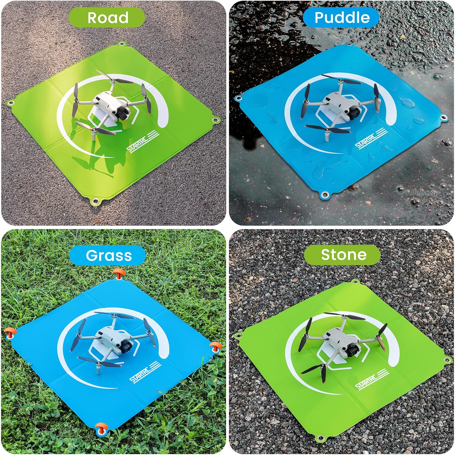 STARTRC Drone Landing Pad, Universal Waterproof Portable Fast-Foldable Helipad for Avata 360/Mavic 4 pro/Avata 2/Air 3S/Mini 5 Pro/4/3/2 SE/4K (Sky blue-green, 26-inch/65cm)